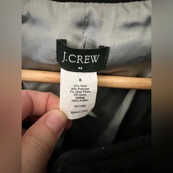 Women’s J. Crew Black Wool Coat Size 8 - Picture 2 of 6